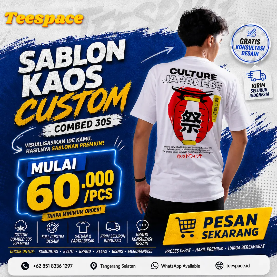 Sablon Kaos Custom Combed 30s - Kaos Sablon Satuan & Lusinan Bahan Cotton Combed 30s
