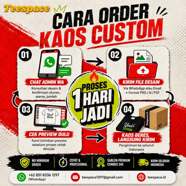 Sablon Kaos Custom Combed 24s - Kaos Sablon Satuan & Lusinan Bahan Cotton Combed 24s Tebal - foto 2